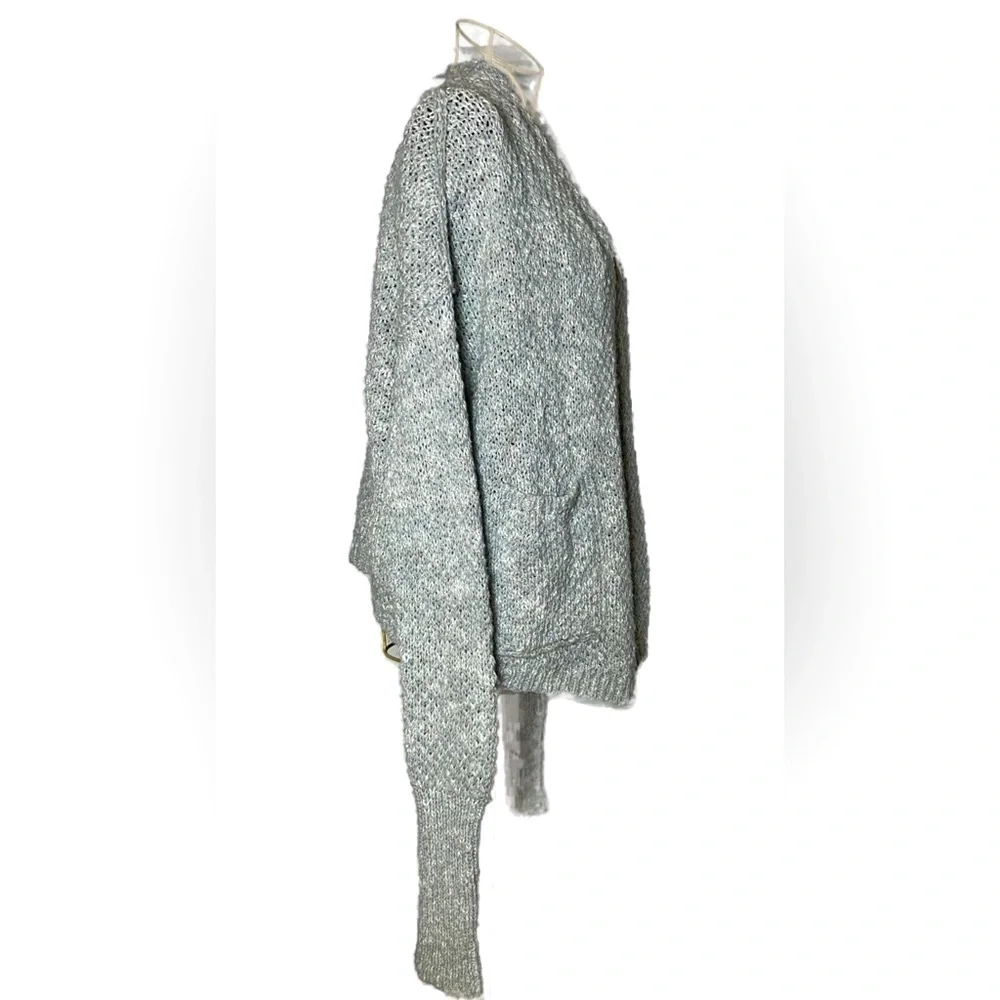 Abercrombie and Fitch Gray Cable Knit Open Cardigan with Patch Pockets, Small